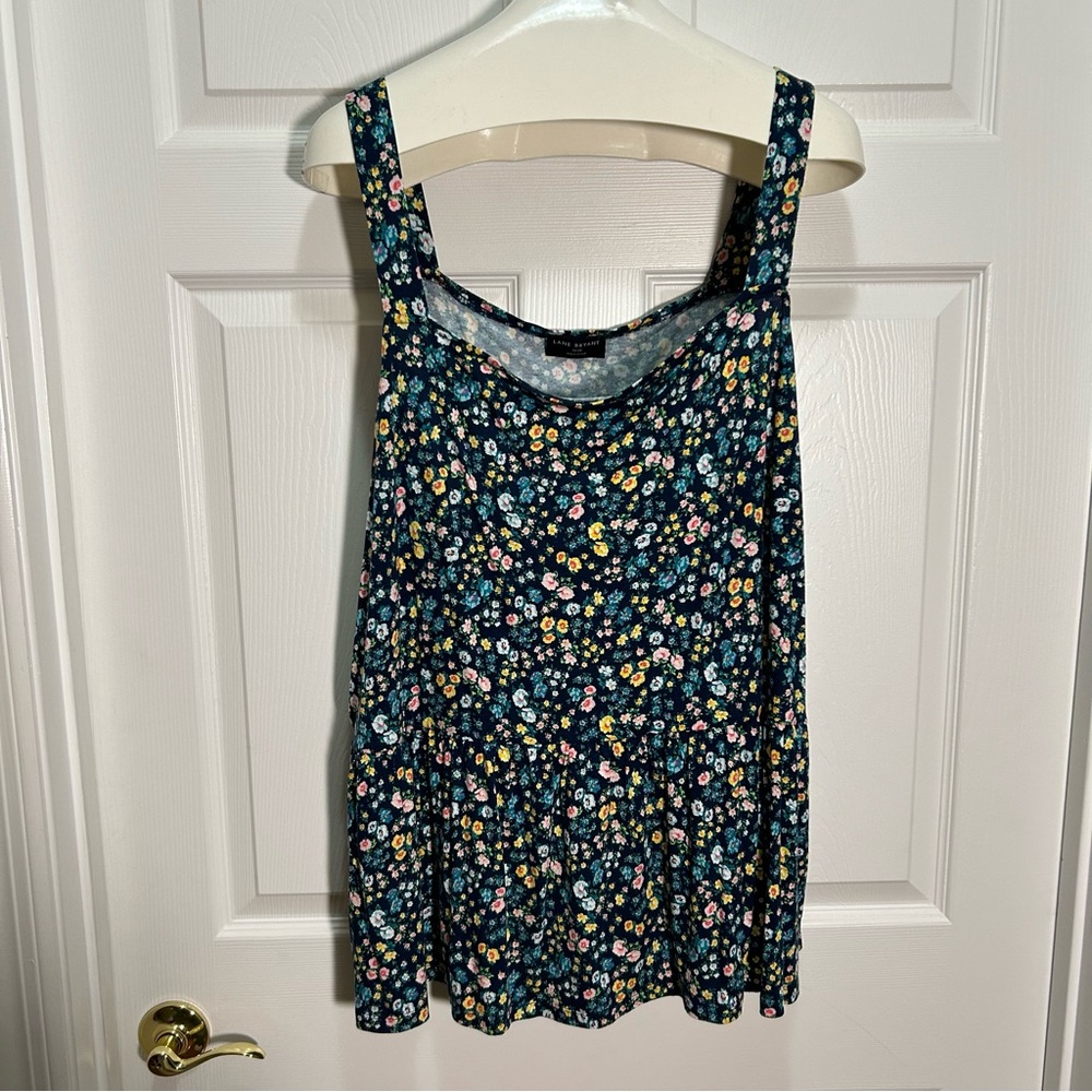 Lane Bryant Multicolored Floral  Peplum Tank Top